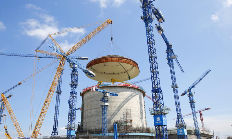 2018年5月以來，中廣核與廣投集團合作建設的防城港核電站二期3號機組華龍一號深入推進施工。廣西國資委供圖