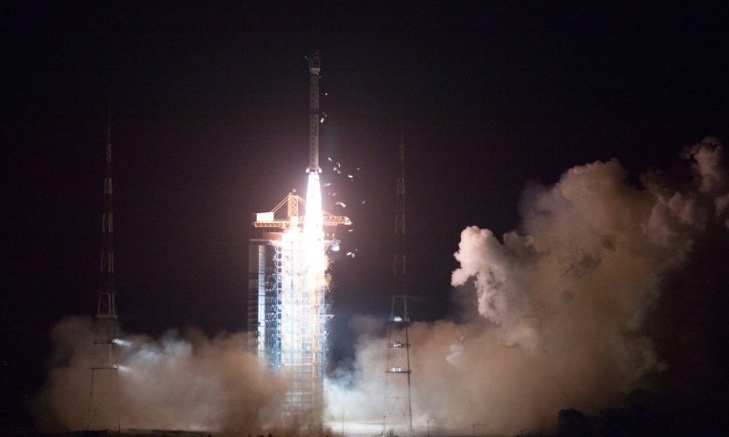 5月9日2時28分，我國在太原衛星發射中心用長征四號丙運載火箭成功發射高分五號衛星。（新華社記者 金立旺 攝）