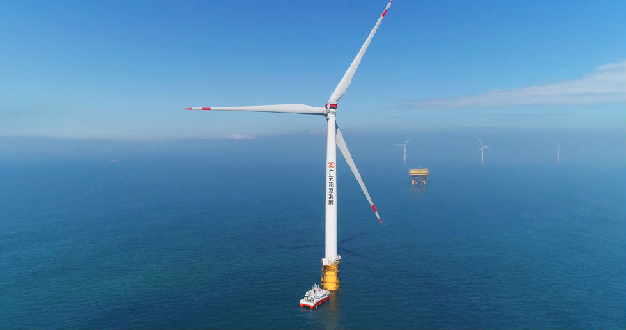 海上風電是一種具備大規模開發潛力的綠色清潔能源。廣東海岸線長，風力發電蘊藏量大，目前開工建設的海上風電裝機容量約690萬千瓦。隨著珠海金灣海上風電場全容量并網發電，粵港澳大灣區綠色能源比例將顯著提升。