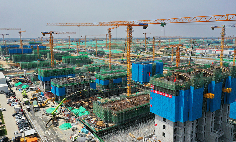 圖為7月3日拍攝的雄安新區容西片區建設現場。（新華社記者 楊世堯 攝）