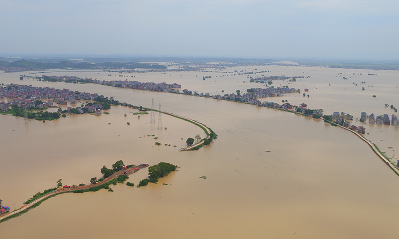 問桂道圩堤航拍圖。